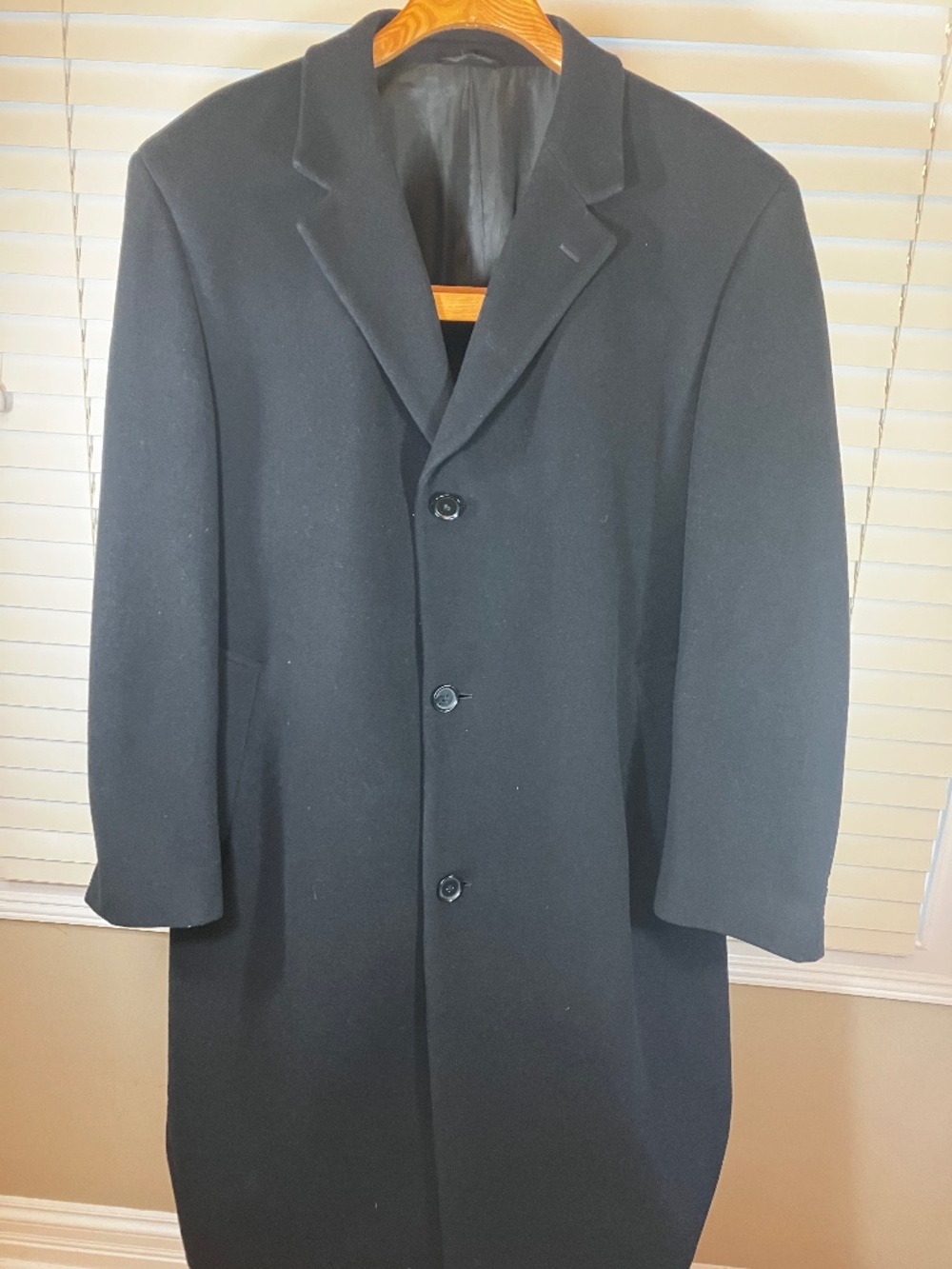 Calvin Klein Men’s 46R Black Wool Blend Overcoat Topcoat Classic